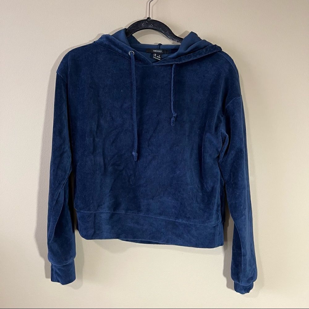 ✨ Forever 21 Navy Blue Corduroy Hoodie Small